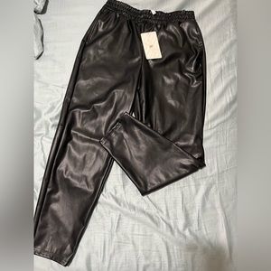 NWT Fabletics Vegan leather high-waisted joggers